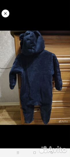Велюровый комбинезон с капюшоном 74 р-р