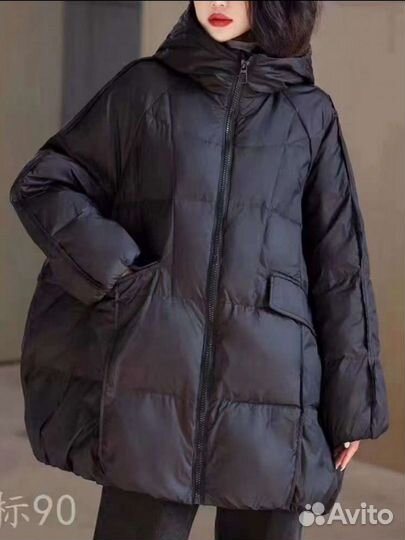 Пуховик женский черный бохо