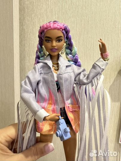 Кукла барби barbie extra радужные косы