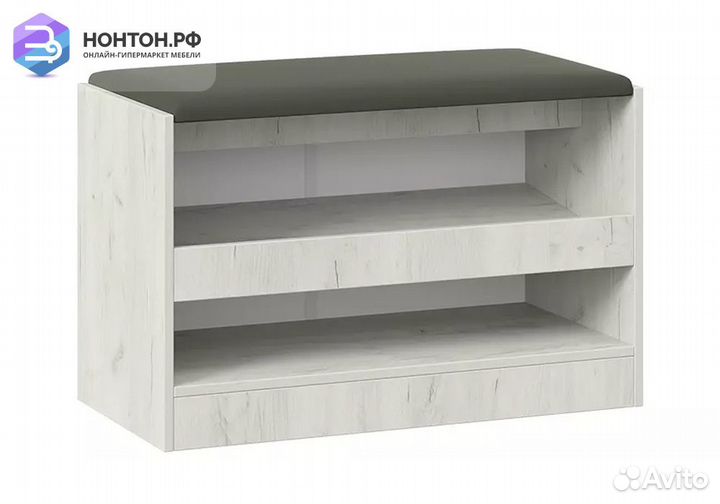 Тумба для обуви Агата дуб крафт белый / велюр серы