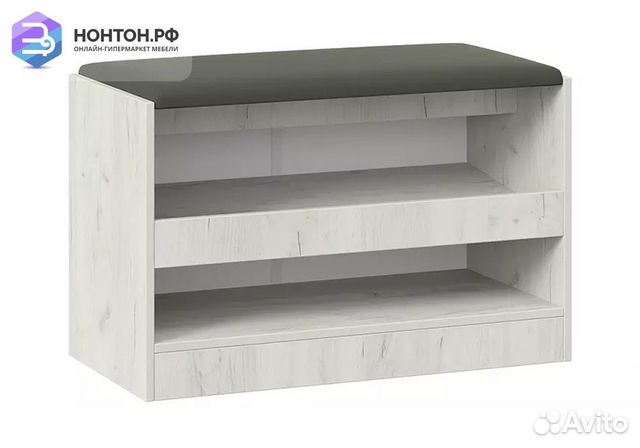 Тумба для обуви Агата дуб крафт белый / велюр серы