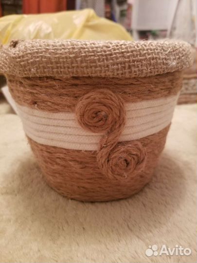 Кашпо из джута,хэндмейд