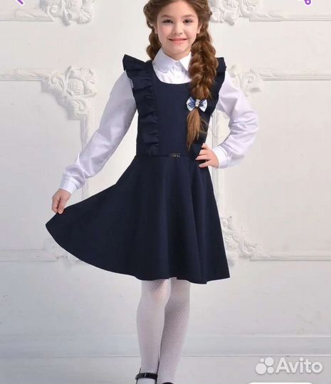 Школьная форма для девочки синяя 158
