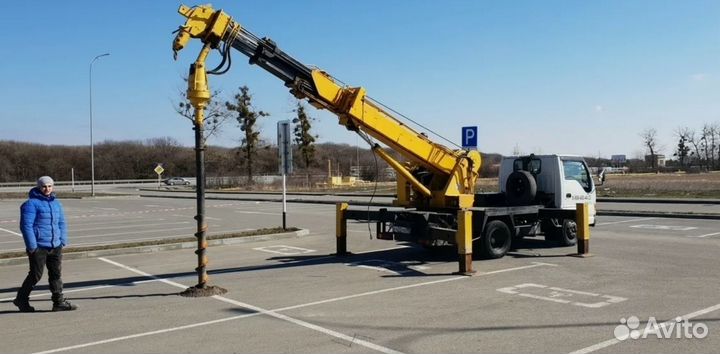 Аренда ямобура Isuzu. Сваи, опоры лэп