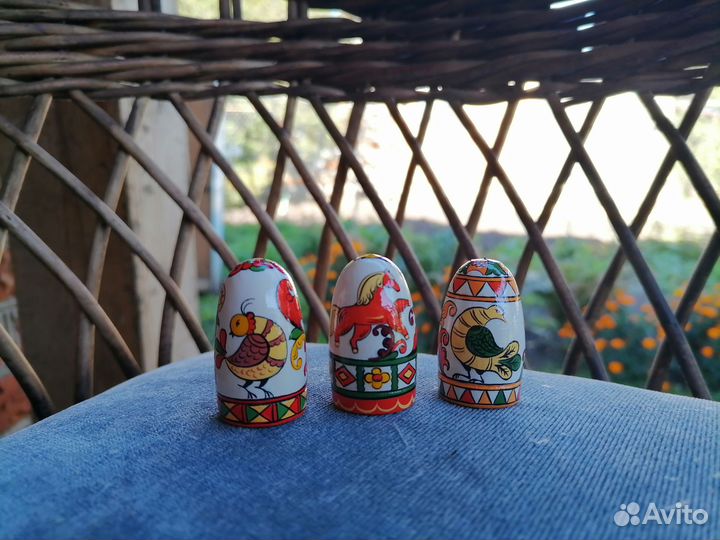 Наперстки деревянные. Борецкая роспись