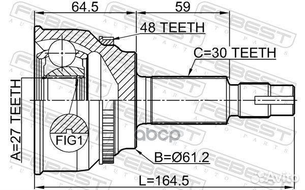 Шрус наружный 27X61.2X30 0110AVV50A48 Febest