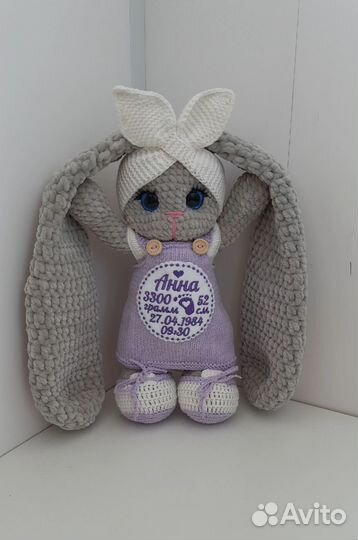 Вязаный заяц мягкая игрушка,читать описание