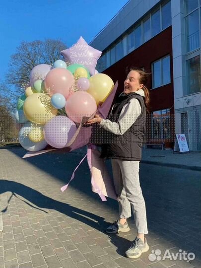 Букет из шаров и сухоцветов