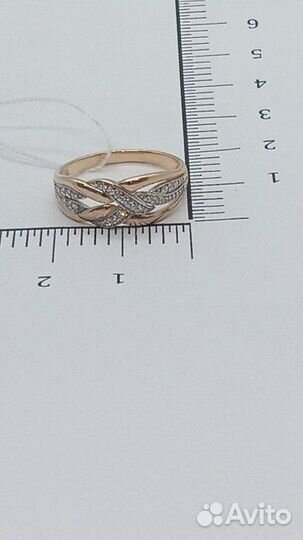 Золотое кольцо с фианитом 17,5р
