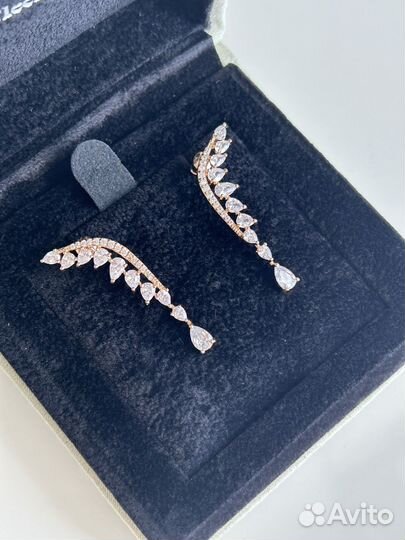 Серьги с цирконом премиум