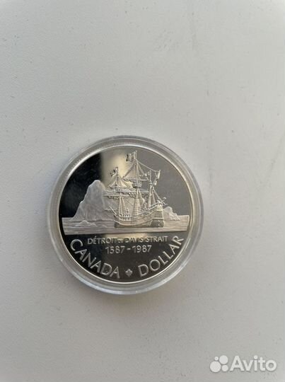 1 доллар Канада 1987г. Серебро