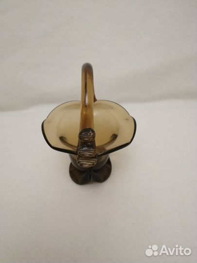 Ваза-корзинка стекло СССР (медово-карамельное)