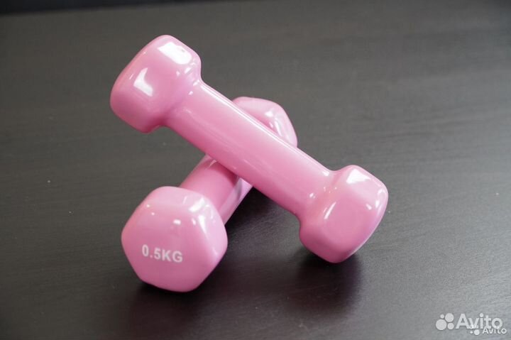 Гантель для фитнеса, гантель резиновая 0.5 кг