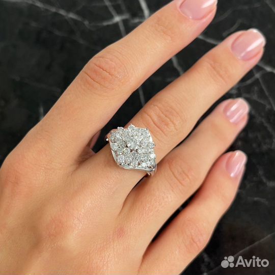 Золотое кольцо с бриллиантами 1.82 Ct