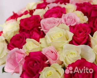 Букет из 101 розы нежный микс 40 см (Россия)