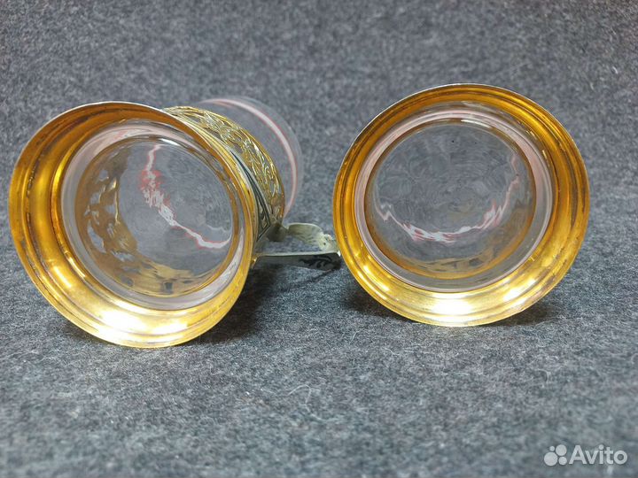 Пара подстаканников, серебро 875, позолота Кубачи