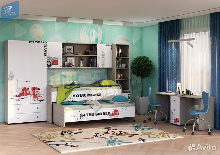 Детская кровать Мийа с выдвижным спальным местом