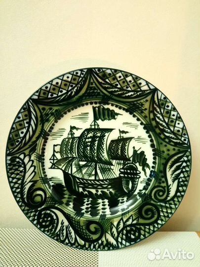 Настенная тарелка лфз Парусник СССР