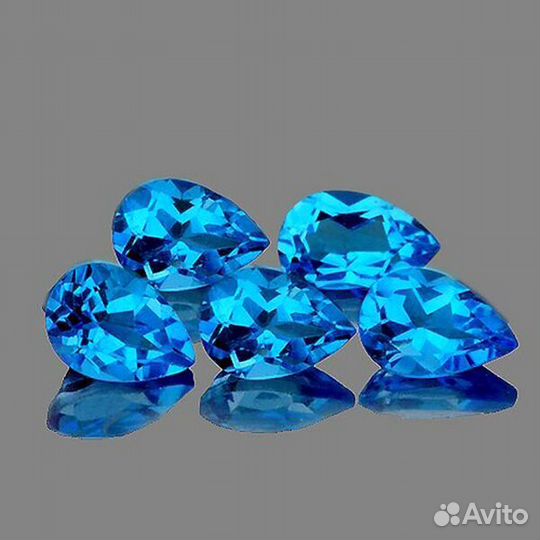 Топаз натуральный 4,77Ct 5шт 8х5мм Swiss Blue pear