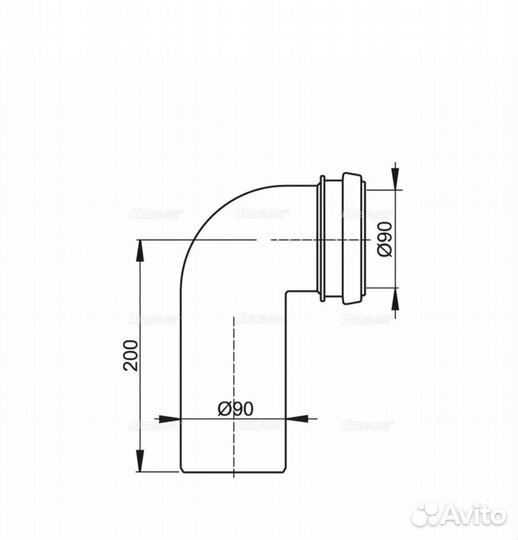 Alcadrain отвод 90 градусов