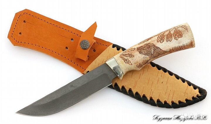Авторский нож Овод 2 Х12мф мельхиор кость чехол