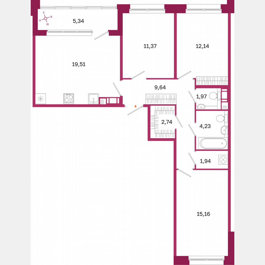 3-к. квартира, 81,4 м², 9/10 эт.
