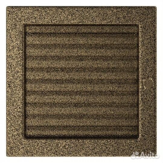 Вент решетка Kratki черная/золото с жалюзи 22 см 2