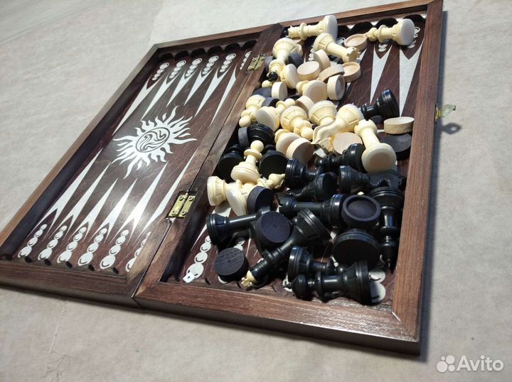 Игра 3 в 1 малая венге (нарды, шахматы, шашки)