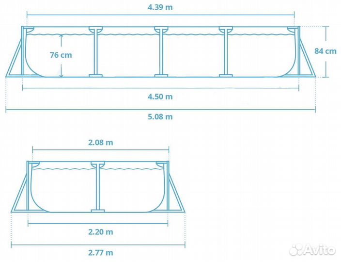 Каркасный бассейн intex RF, 450х220х84 см (фильтр)