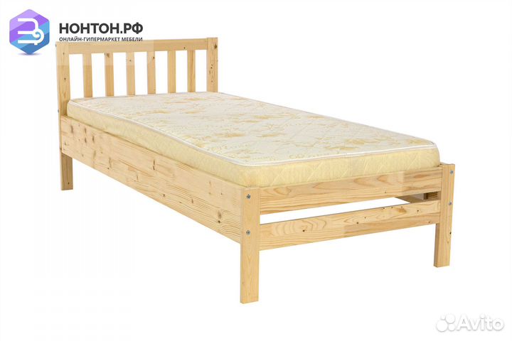Кровать Массив 0.9 м натуральный