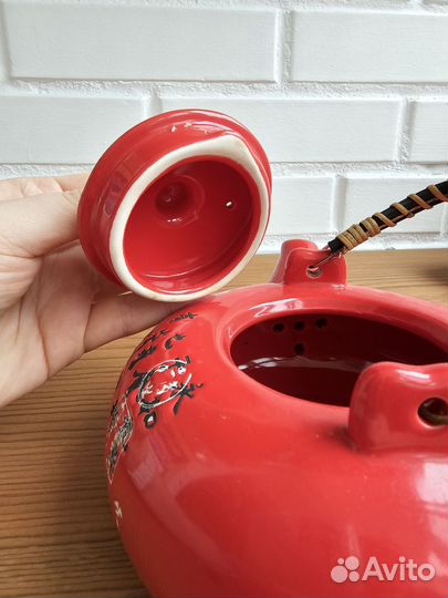 Китайский красный чайный сервиз 