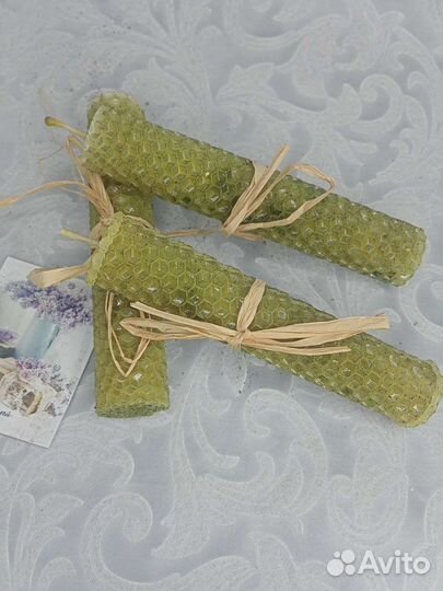 Свечи из вощины с натуральной мятой, полынью