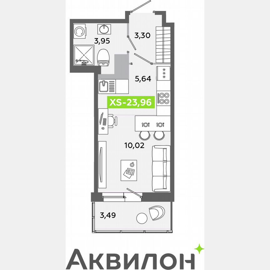 Квартира-студия, 24 м², 3/12 эт.