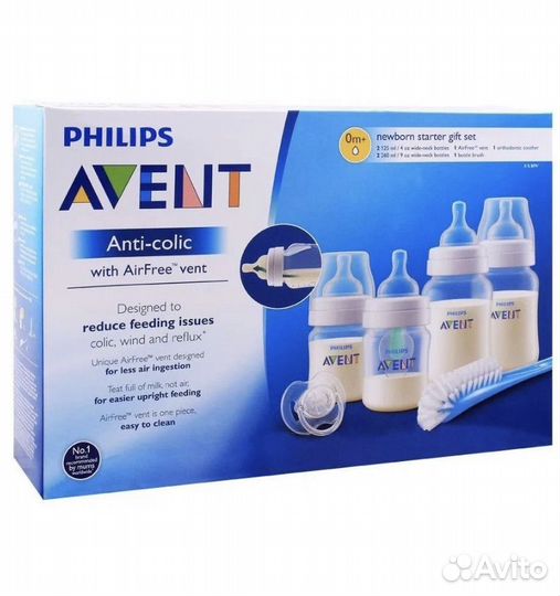 Avent набор бутылочек + соска + щетка для мытья