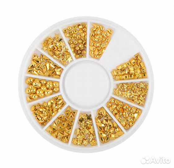 Металлические украшения для ногтей в карусельке