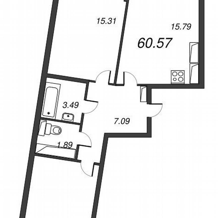 2-к. квартира, 62,4 м², 14/22 эт.