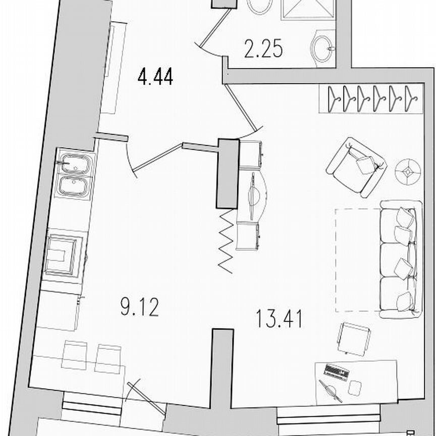 1-к. квартира, 35,6 м², 21/22 эт.