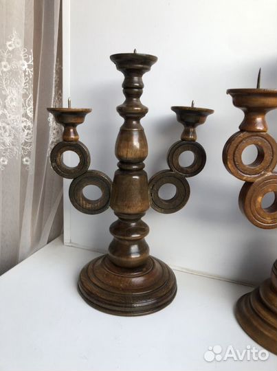 Подсвечники деревянные винтаж