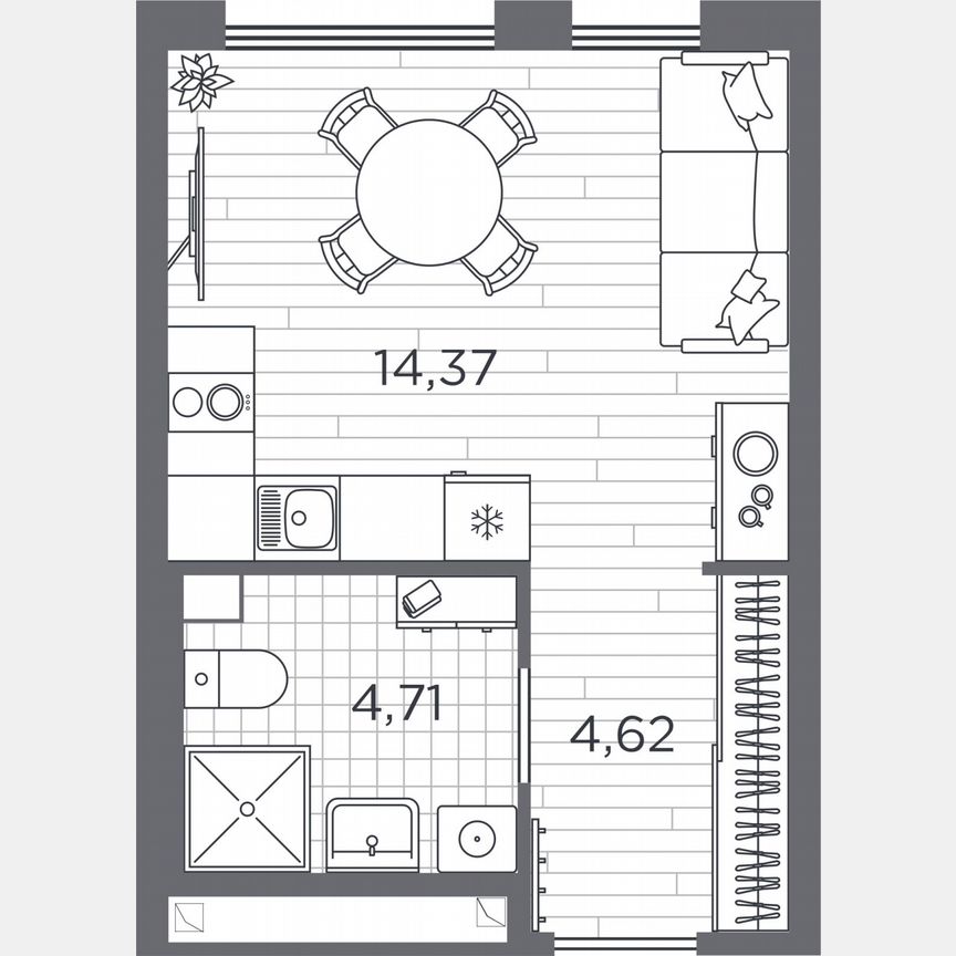 Квартира-студия, 23,7 м², 1/5 эт.