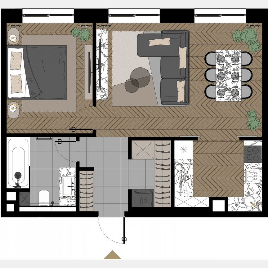 1-к. апартаменты, 57,4 м², 22/23 эт.