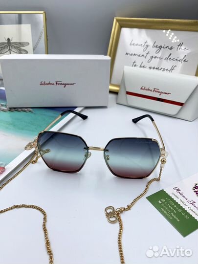 Очки Ferragamo голубые с оттенком бордо