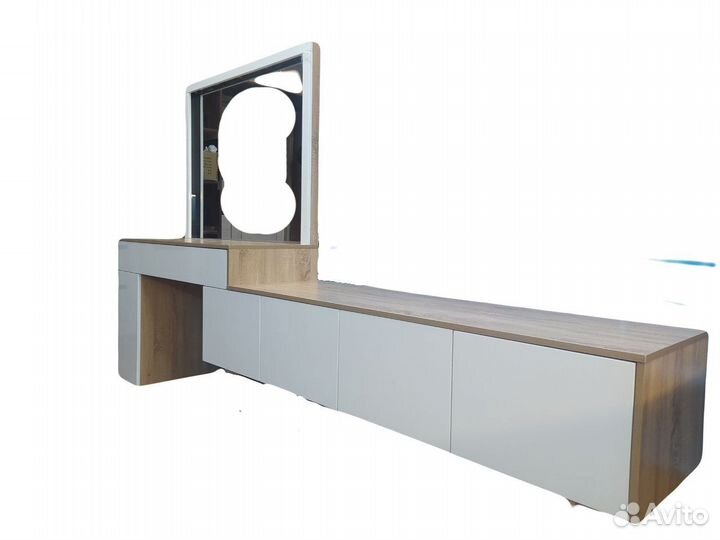 Подвесная тв тумба с трельяжем и зеркалом