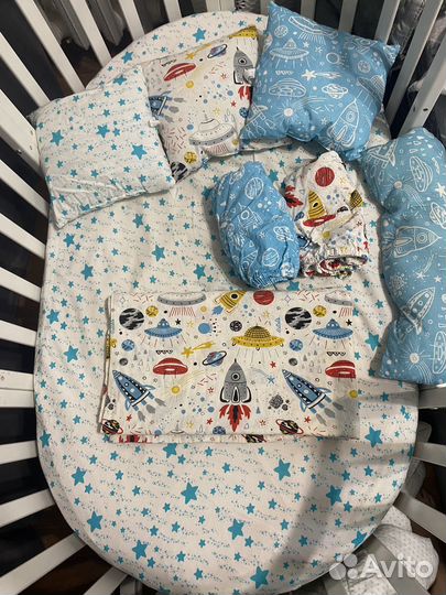 Бортики в детскую кроватку + постельное белье