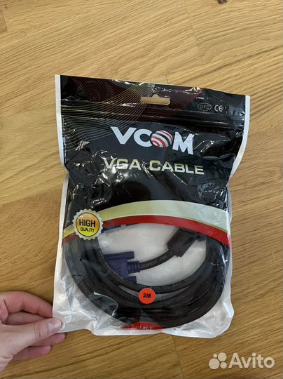 Кабель vga (vcom) 3 метра новый