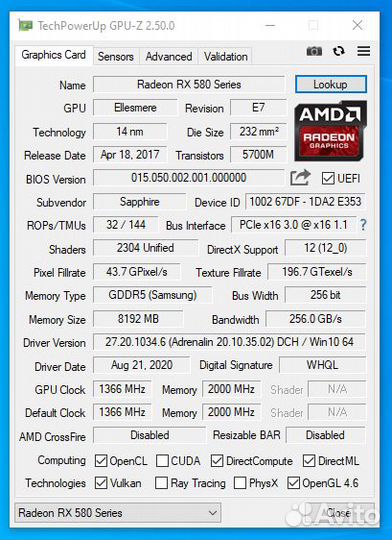 Видеокарта Sapphire AMD Radeon RX 580 nitro+ OC