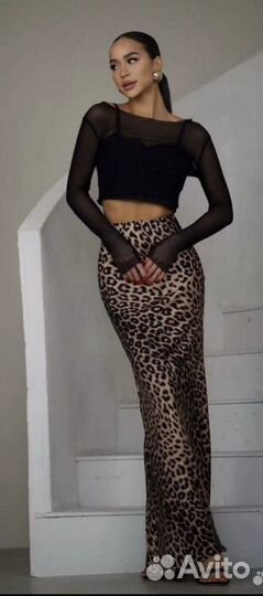 Юбка леопардовая миди