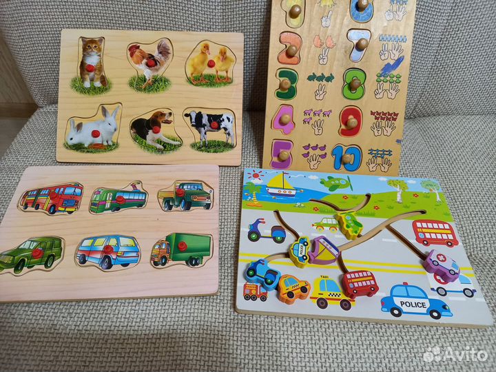 Деревянные пазлы вкладыши