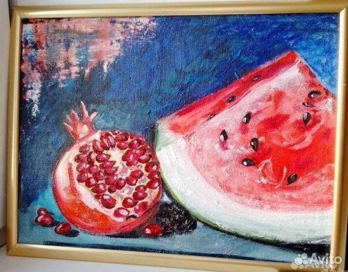 Картина маслом. Натюрморт с арбузом
