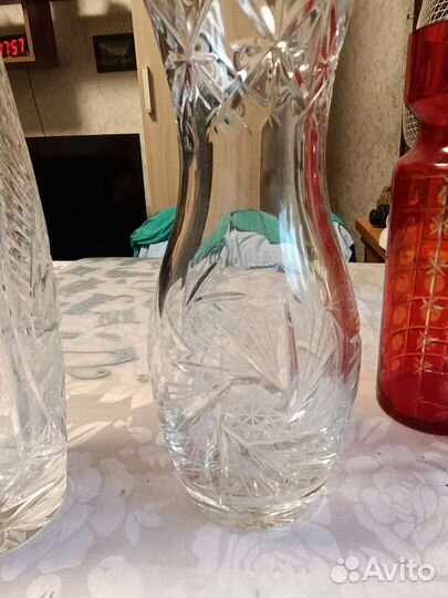 Вазы хрусталь СССР и цветное стекло чсср