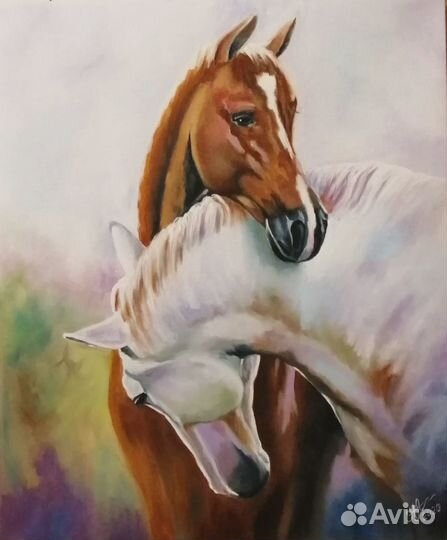 Картина маслом Лошади по мотивам Spartaco Lombardo